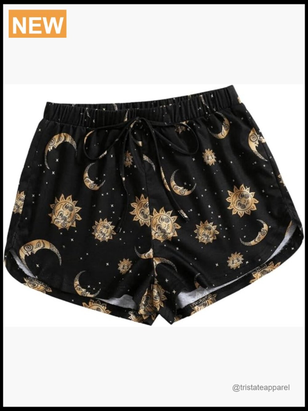 Graphic Print Drawstring Waist Casual Shorts Sun and Moon Vintage Beach